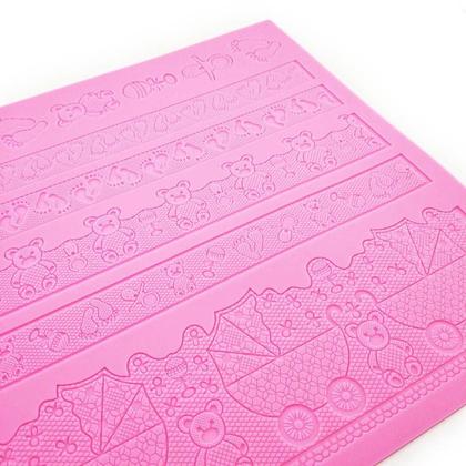 Imagem de Tapete De Silicone Gigante Para Bolo Renda Açucar Chá Bebê