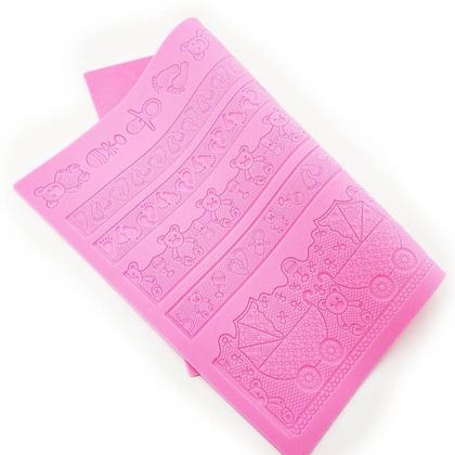 Imagem de Tapete De Silicone Gigante Para Bolo Renda Açucar Chá Bebê