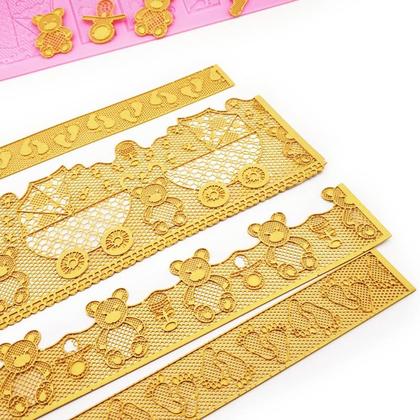 Imagem de Tapete De Silicone Gigante Para Bolo Renda Açucar Chá Bebê