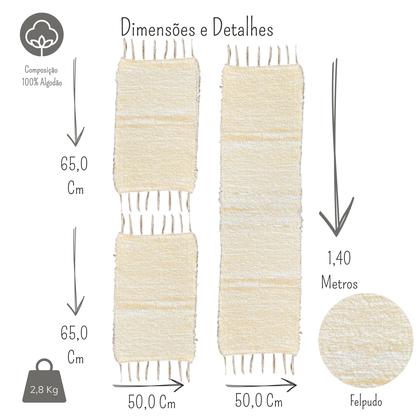 Imagem de Tapete e Passadeiras Cozinha e Casa Felpudo Algodão Rustico Estilo Boho Jogo 03 Peças