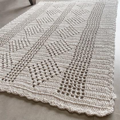 Imagem de Tapete em Crochê Retangular 100% Algodão Para Sala/Quarto