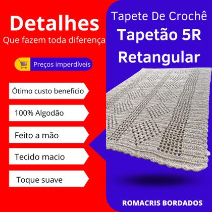 Imagem de Tapete em Crochê Retangular 100% Algodão Para Sala/Quarto