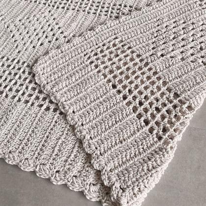 Imagem de Tapete em Crochê Retangular 100% Algodão Para Sala/Quarto