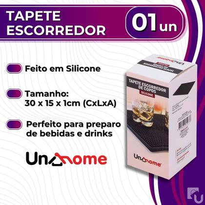 Imagem de Tapete Escorredor de Copos Serviço Apoio Balcão Bartender Bar Mats 15x30cm Silicone Uny Home