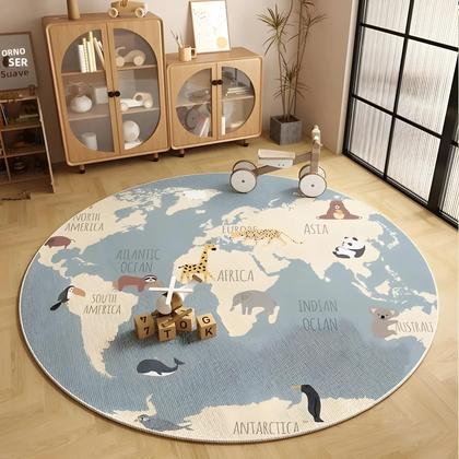 Imagem de Tapete Estilo Escandinavo Antiderrapante Com Mapa Do Mundo, Resistente Ao Desgaste, Fácil De Limpar,