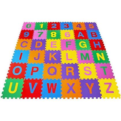 Imagem de Tapete EVA 28x28cm 5mm Alfanumérico 36 Peças Evamax