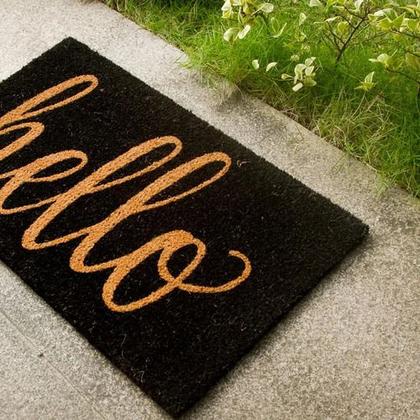 Imagem de Tapete Fibra De Coco Hello 75x45cm Retangular Marrom