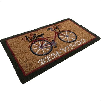 Imagem de Tapete Fibra de Coco Natural 60X33cm Capacho Bicicleta