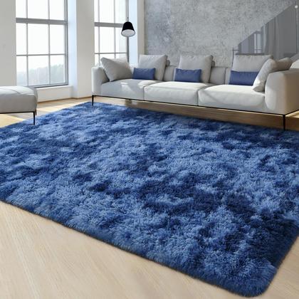 Imagem de Tapete FlyDoIt 152 x 244 cm azul marinho tingido de pelúcia macio