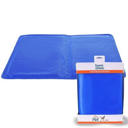 Imagem de Tapete Gelado Pet Cães E Gatos Tamanho Gg 50x90cm Azul