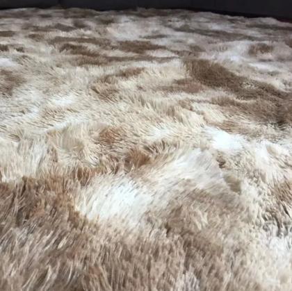 Imagem de Tapete grande sala e quarto 2,0 x 1,4 m peludo pelo alto bege mesclado