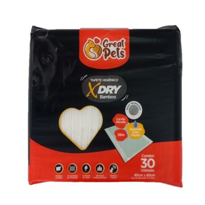 Imagem de Tapete Higiênico 30un X-Dry Carvão Ativado 80X60 Great Pets