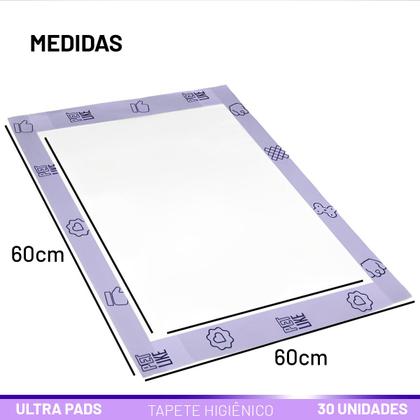 Imagem de Tapete Higiênico Alta Absorção com Aroma de Lavanda para Cães Ultra Pads 80x60cm 30 und