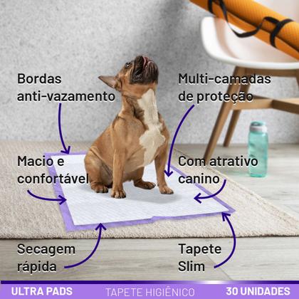 Imagem de Tapete Higiênico Alta Absorção com Aroma de Lavanda para Cães Ultra Pads 80x60cm 30 und