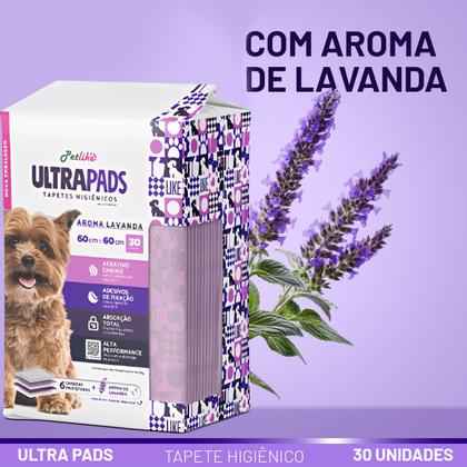 Imagem de Tapete Higiênico Alta Absorção com Aroma de Lavanda para Cães Ultra Pads 80x60cm 30 und