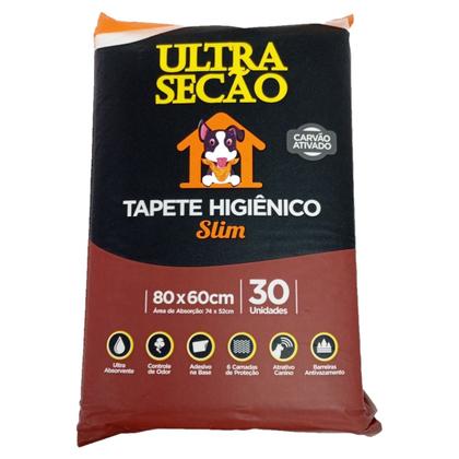 Imagem de Tapete Higiênico Fralda 80x60cm 30Un Ultra Secão Slim Carvão