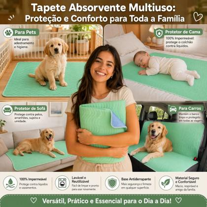 Imagem de Tapete Higiênico Lavável para Cachorro 80x60cm Newpet Super Absorvente Impermeável Reutilizável