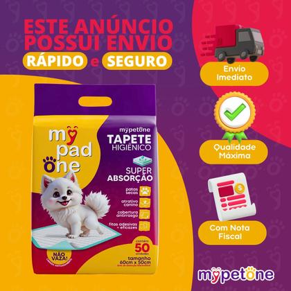 Imagem de Tapete Higiênico My Pad One 50cmx60cm Neutro - 50 Unidades