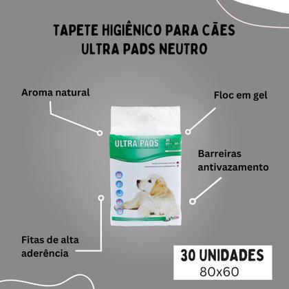 Imagem de Tapete Higiênico Sanitário Super Seco P/ Cães Ultra Pads 30 Unidades 80x60