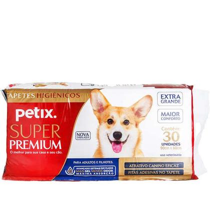 Imagem de Tapete Higiênico Super Premium para Cães Adultos e Filhotes Petix 90cm x 60cm 30 Unidades