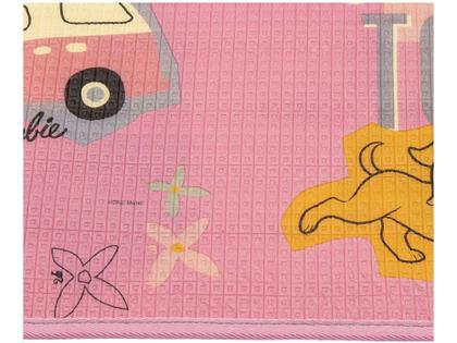 Imagem de Tapete Infantil Barbie Flores para Quarto Retangular Dupla Face Mattel Recreio Jolitex