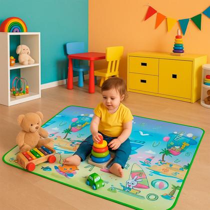 Imagem de Tapete Infantil Grande Para Bebês Crianças 180x120cm Tatame Educativo Dobrável