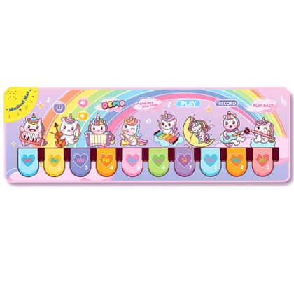 Imagem de Tapete Infantil Piano Musical Unicórnio Interativo Sons Instrumentos 110CM