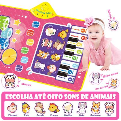 Imagem de Tapete Interativo Brinquedo Educativo Musical para Bebês com Sons de Animais e Tambores