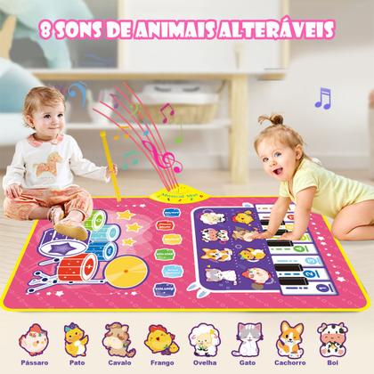 Imagem de Tapete Interativo Brinquedo Educativo Musical para Bebês com Sons de Animais e Tambores