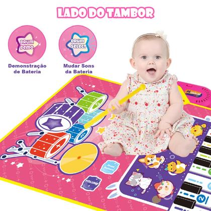 Imagem de Tapete Interativo Brinquedo Educativo Musical para Bebês com Sons de Animais e Tambores