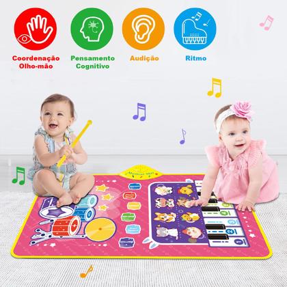 Imagem de Tapete Interativo Brinquedo Educativo Musical para Bebês com Sons de Animais e Tambores