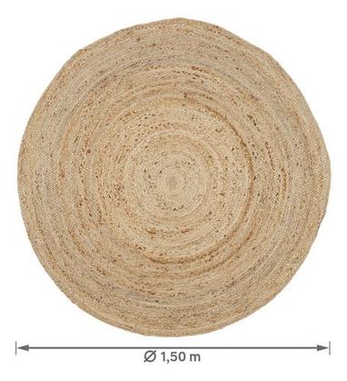 Imagem de Tapete Interno Redondo Liso De Juta 1,5x1,5 Bege - Inspire