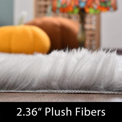 Imagem de Tapete Latepis Grey Fluffy Circle Faux Fur 120 cm lavável