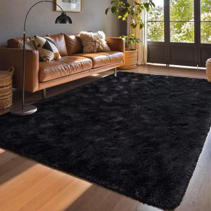 Imagem de Tapete Loutiroot Home Black Fluffy 120x180cm para sala de estar