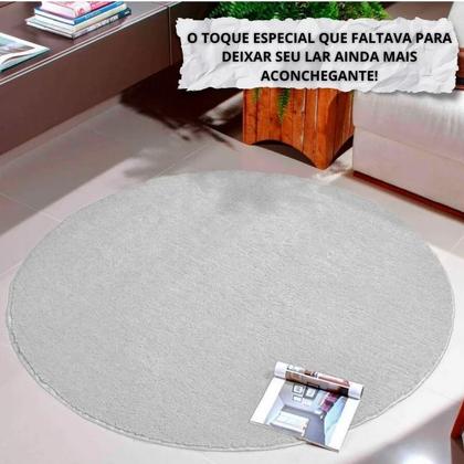 Imagem de Tapete Macio Peludo 1,00m Redondo Cinza