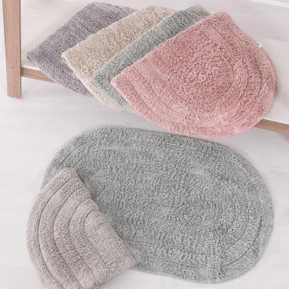 Imagem de Tapete Oval de Algodão para Banheiro Cores 40cm x 60cm