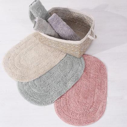 Imagem de Tapete Oval de Algodão para Banheiro Cores 40cm x 60cm