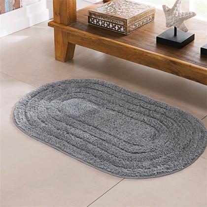 Imagem de Tapete Oval de Algodão para Banheiro Cores 40cm x 60cm