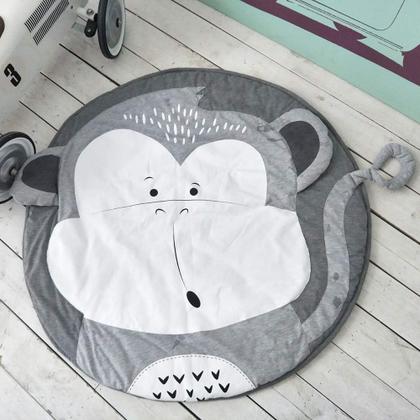 Imagem de Tapete Para Bebes Decorativo Sonequinha Redondo Macaco 90cm Diâmetro Algodão - Linha PREMIUM