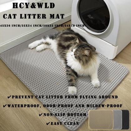 Imagem de Tapete para caixa de areia para gatos HCY&WLD 90 x 60 cm impermeável e antiderrapante