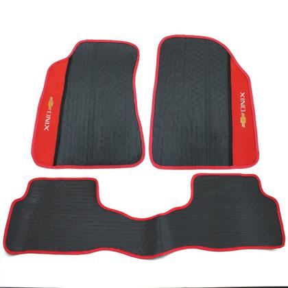 Imagem de Tapete para Onix 2012 a 2019 Preto com Detalhe Vermelho 3 Peças Jogo Tapete Automotivo