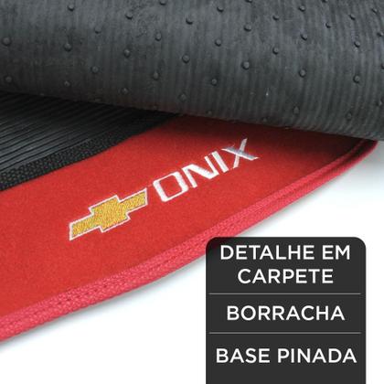 Imagem de Tapete para Onix 2012 a 2019 Preto com Detalhe Vermelho 3 Peças Jogo Tapete Automotivo
