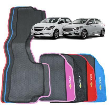 Imagem de Tapete para Onix 2012 a 2019 Preto com Detalhe Vermelho 3 Peças Jogo Tapete Automotivo