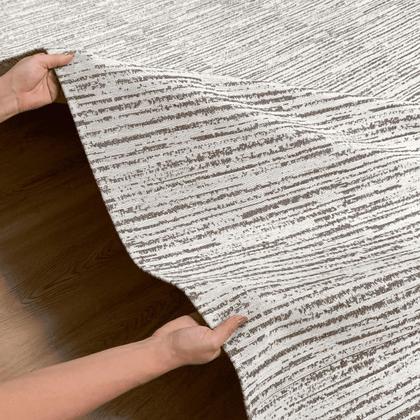 Imagem de Tapete para Sala e Quarto 2,50 x 3,00m Mesclado Rústico Artesanal Cru Caramelo Listrado Minimalista com Antiderrapante