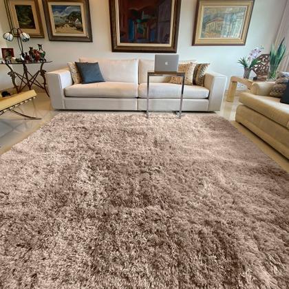 Imagem de Tapete para Sala e Quarto Felpudo Cronos Casa Dona 100x140 Cm Bege