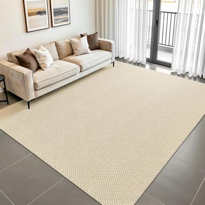 Imagem de Tapete para Sala e Quarto Grande 2,00 x 2,50m Artesanal Cru Bege Rústico Decoração Minimalista Liso com Antiderrapante Algodão e Sisal