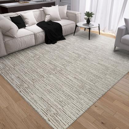 Imagem de Tapete para Sala Quarto Rústico 2,00m x 3,00m Grande Antiderrapante Decoração Boho Bege Mesclado Cru Caramelo Artesanal de Tear Jacquard