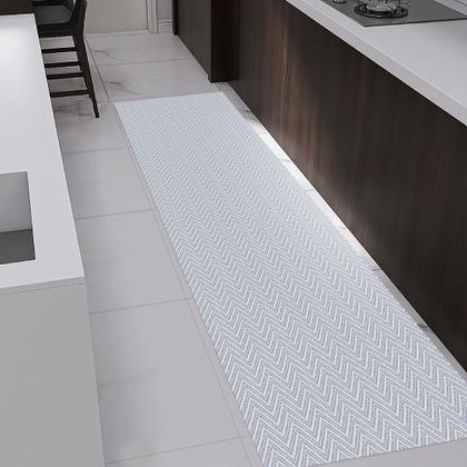 Imagem de Tapete Passadeira Decorativo Geométrico Luxo Moderno Zig Zag Antiderrapante Cinza