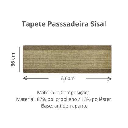 Imagem de Tapete Passadeira em Sisal para Cozinha Corredor 6,00x0,66m