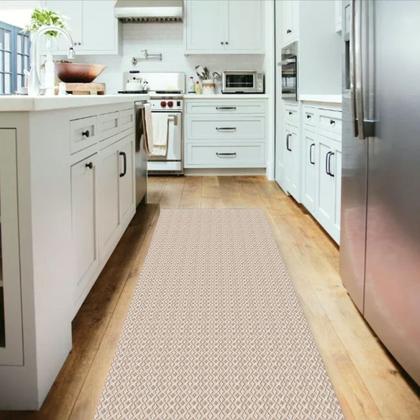 Imagem de Tapete Passadeira Grande 3,00m x 65cm Cozinha Corredor Artesanal Nórdico - Marrom Claro